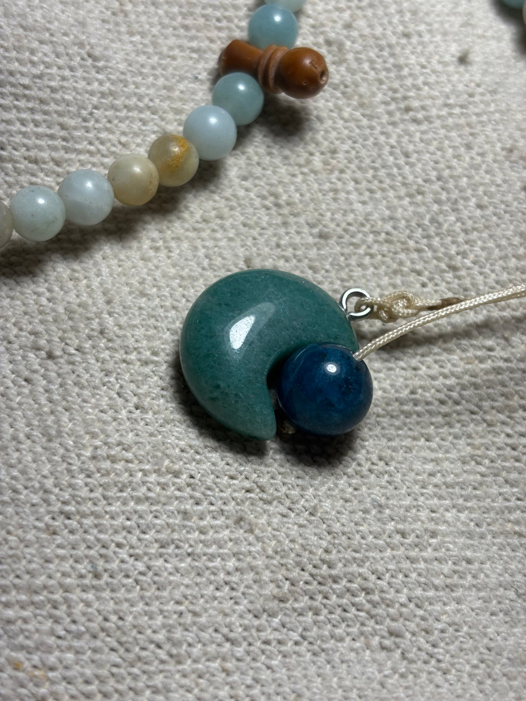 Amazonite with crescent and moon
