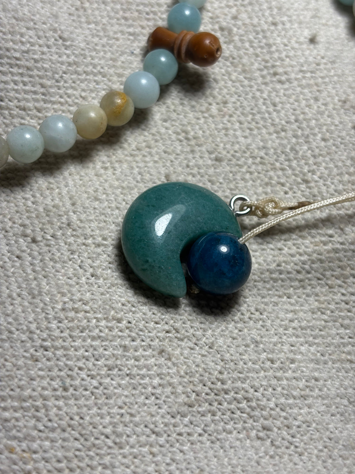 Amazonite with crescent and moon