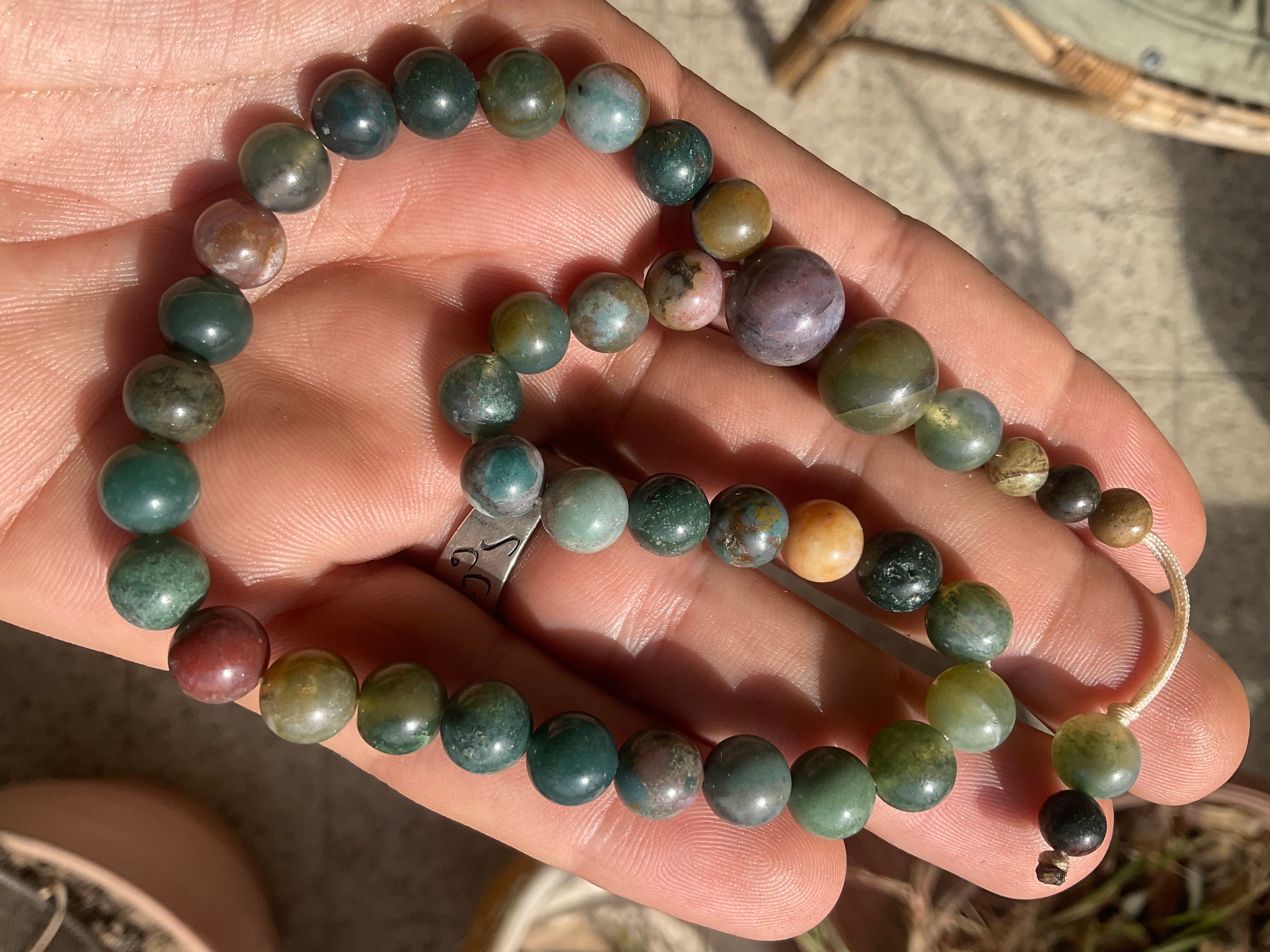 Moss agate prayer beads 33 beads