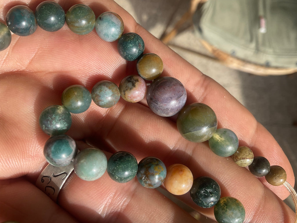 Moss agate prayer beads 33 beads