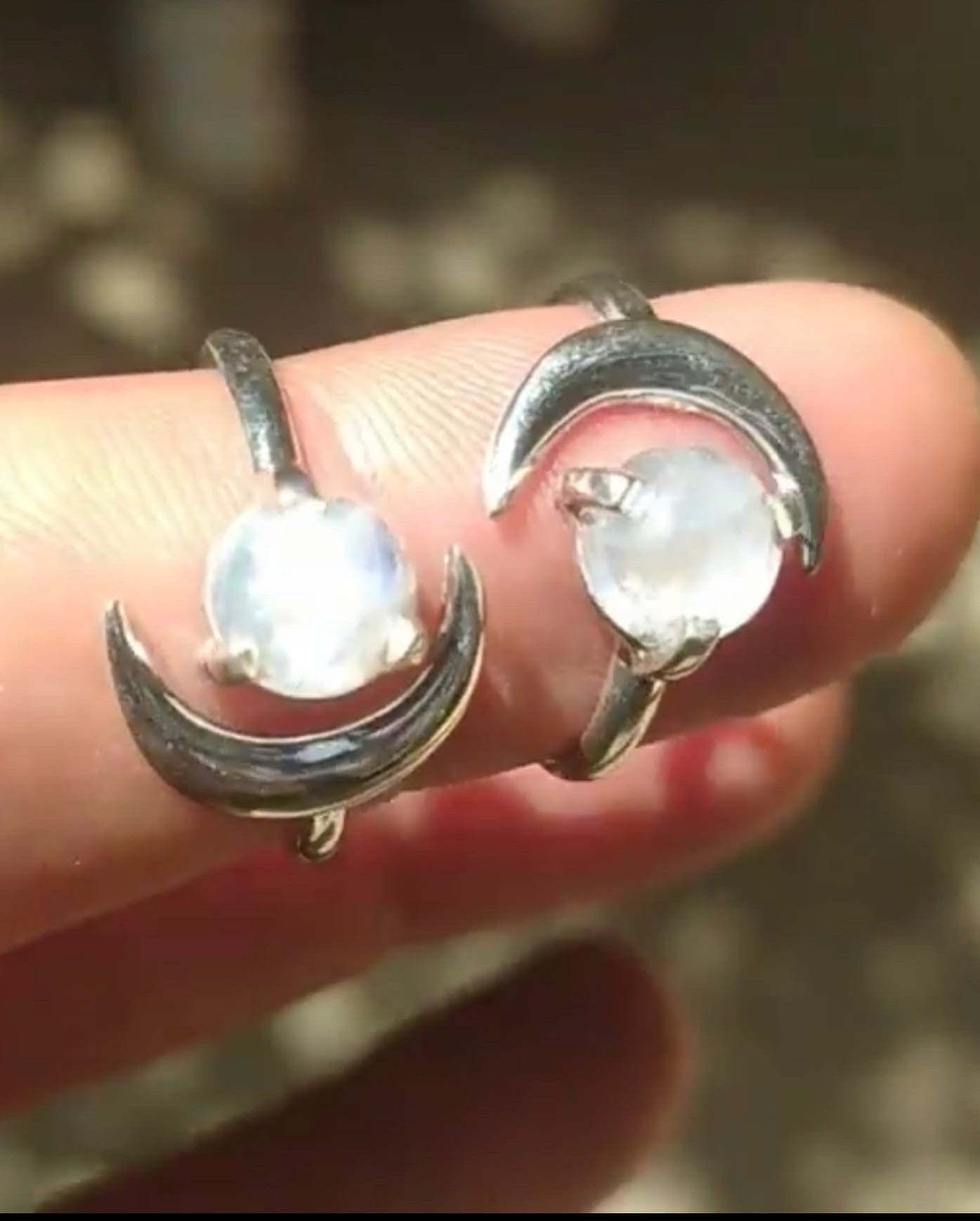 Crescent moonstone ring