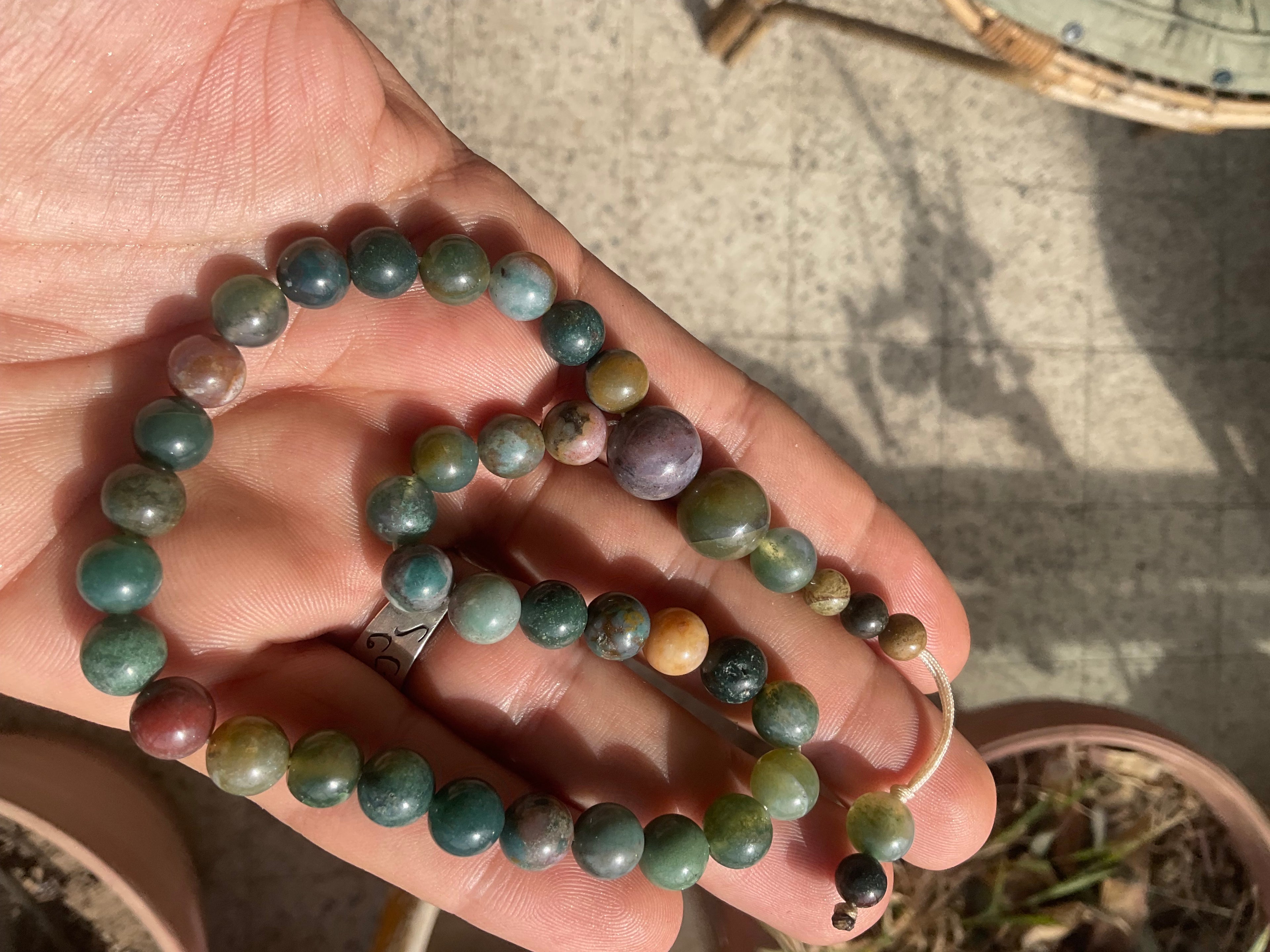 Moss agate prayer beads 33 beads