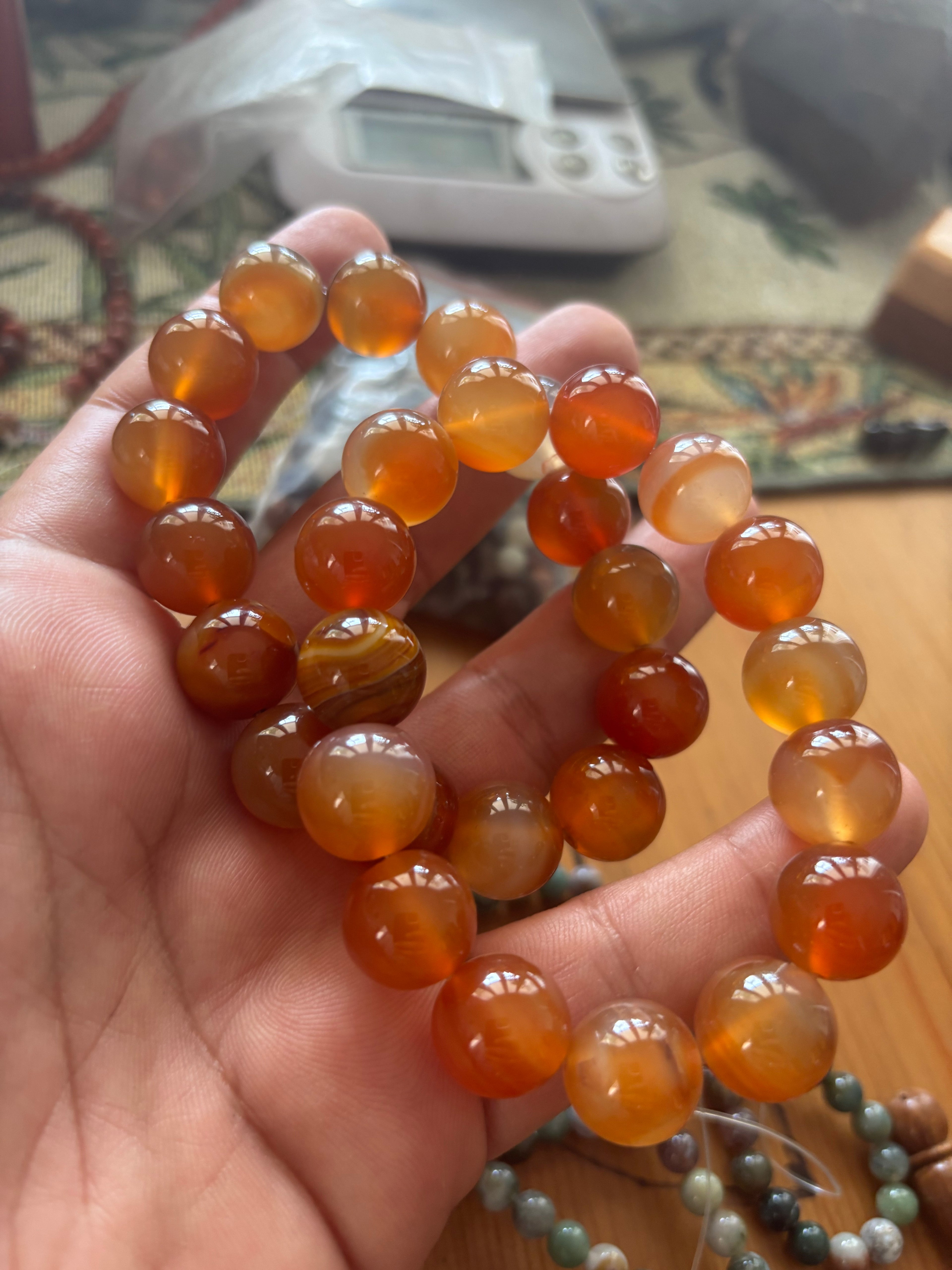 Orange agate large bracelet