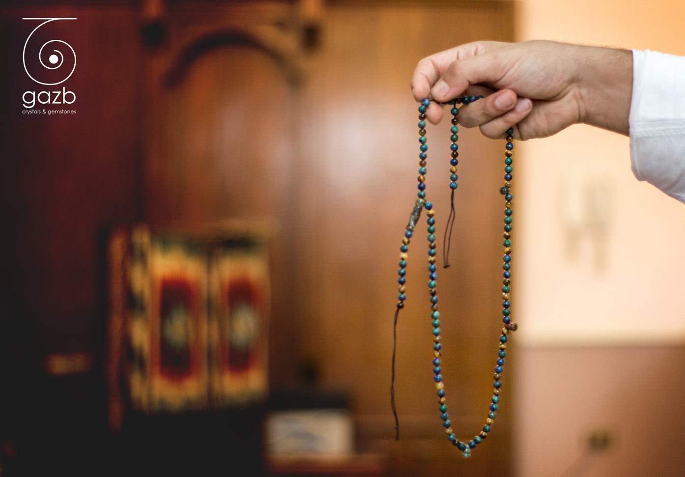Azurite-malachite and tiger eye Sebha / prayer beads
