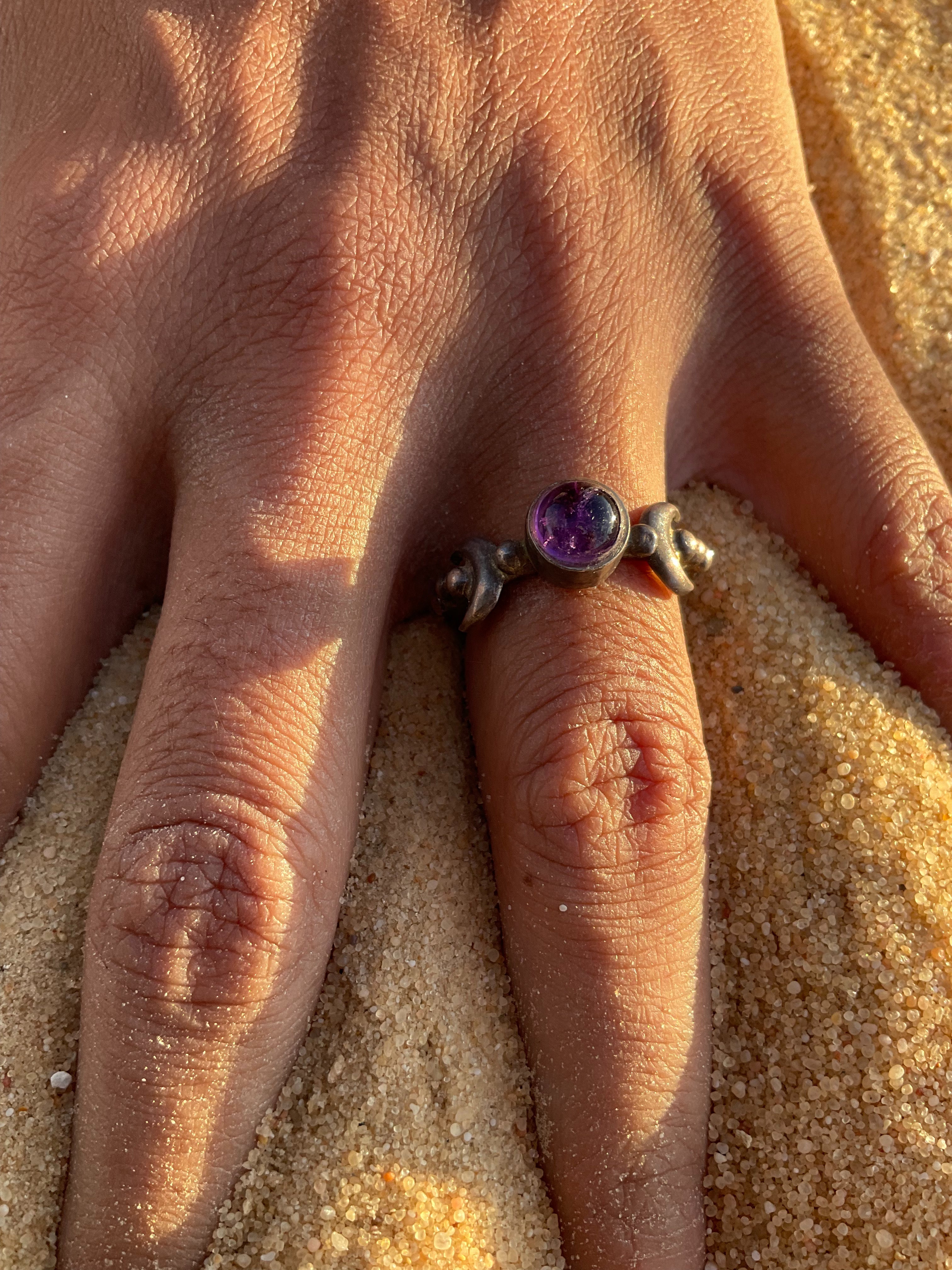 Amethyst moon ring