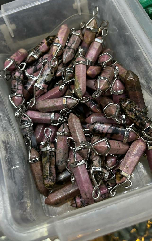 Rhodonite bullet pendants
