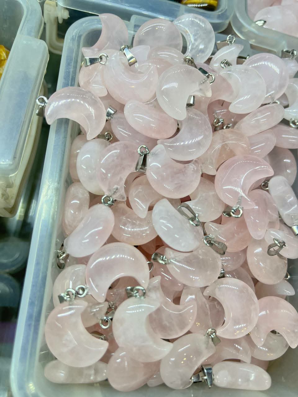 Rose quartz moon pendant