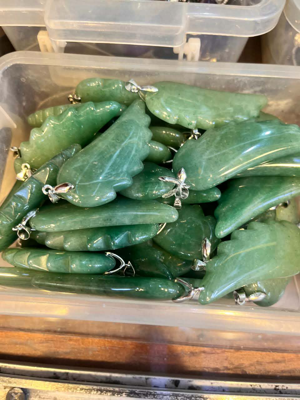 Aventurine wing pendant