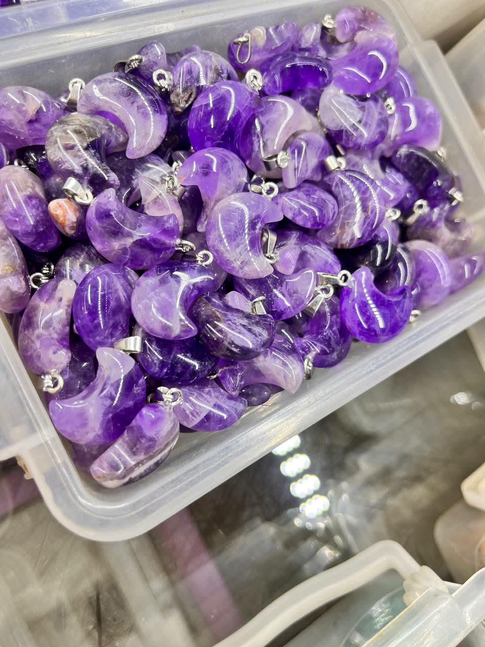 Amethyst moon pendant