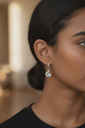 Moonstone crescent silver earrings
