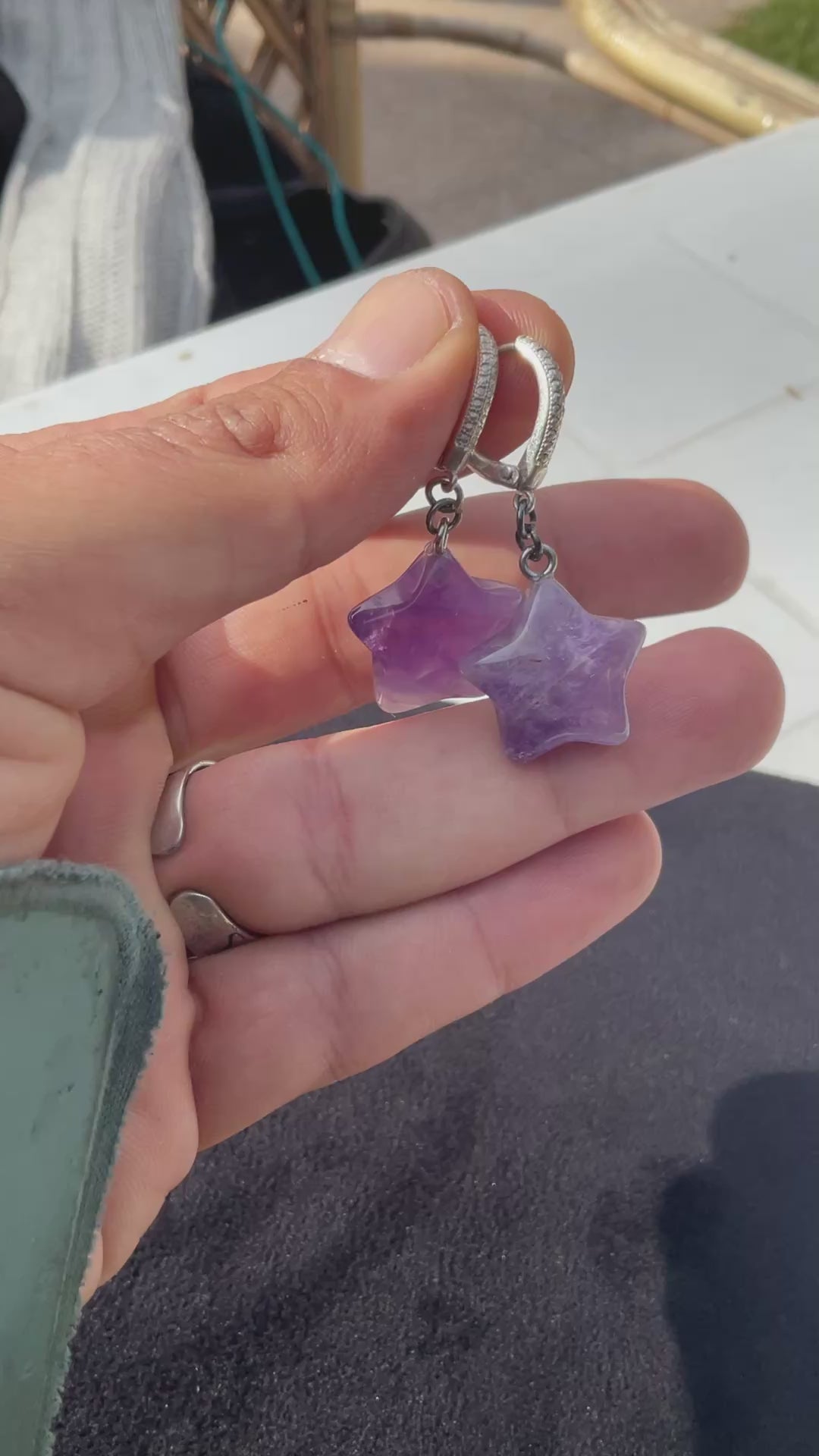 Amethyst star earrings