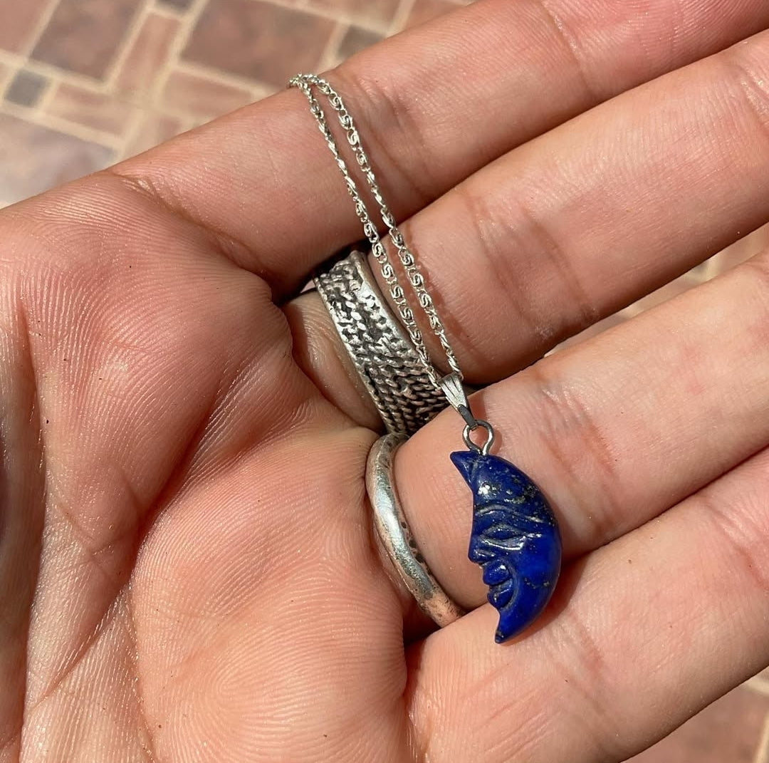 Lapis moon necklace